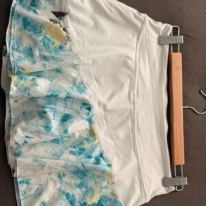 NWOT Lija White Mini Skirt with Teal & Yellow Floral Ruffle